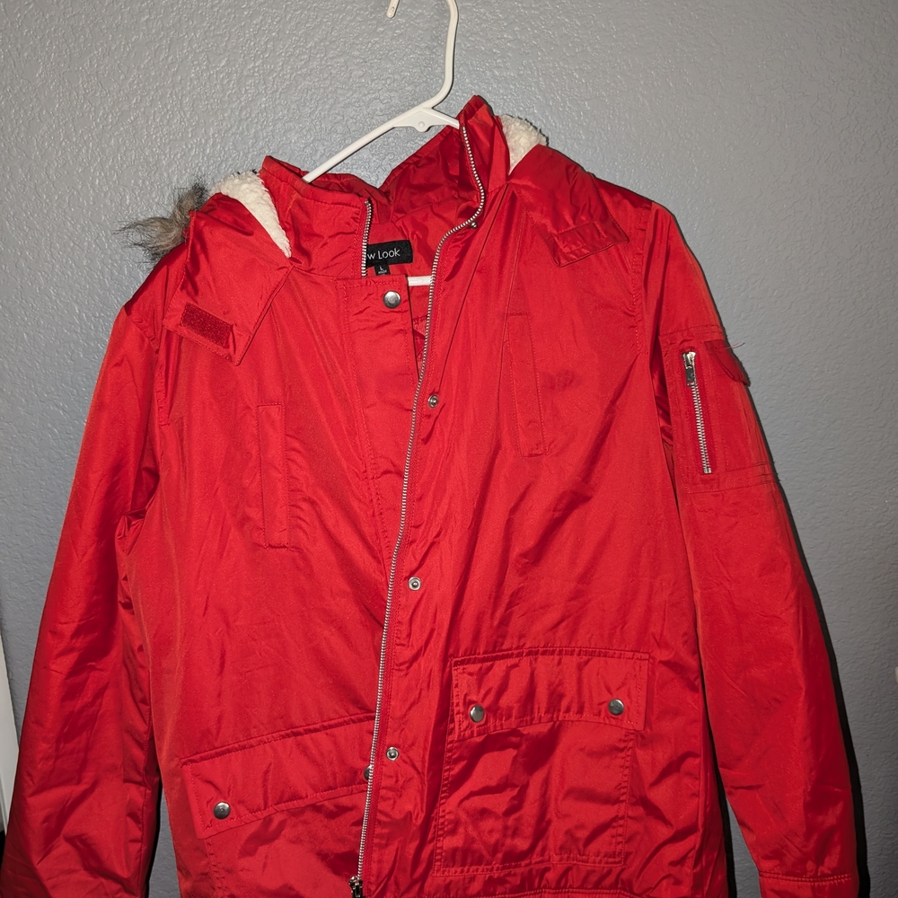 New Look Men's Bright Red Puffer Coat
